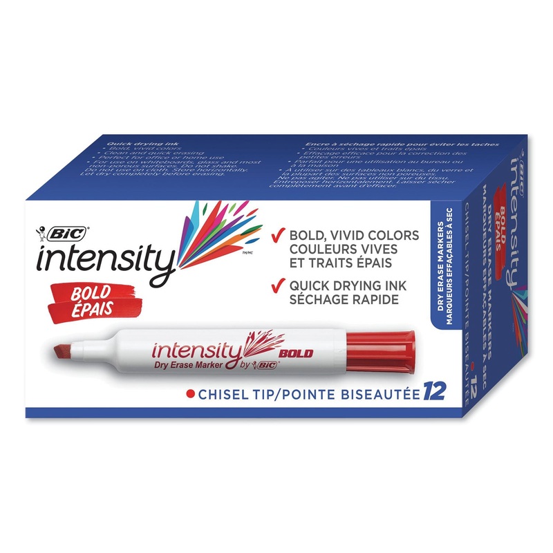 INTENSITY BOLD TANK-STYLE DRY ERASE MARKER, BROAD CHISEL TIP, RED, DOZEN