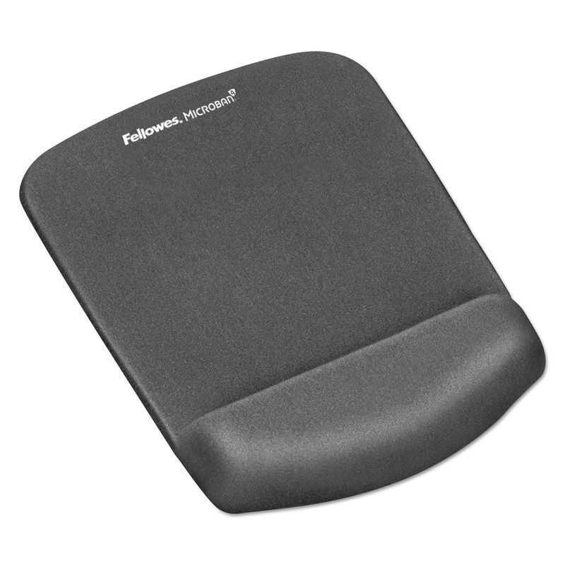 Plushtouch Mouse Pad With Wrist Rest, Foam, Graphite, 7 1/4 X 9-3/8