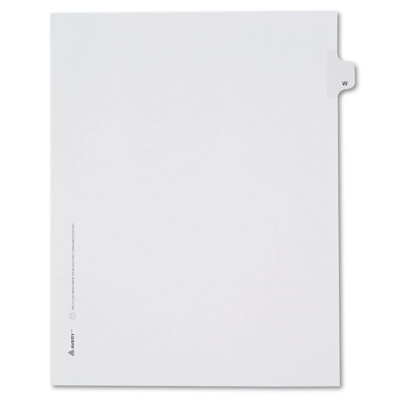 PREPRINTED LEGAL EXHIBIT SIDE TAB INDEX DIVIDERS, ALLSTATE STYLE, 26-TAB, W, 11 X 8.5, WHITE, 25/PACK