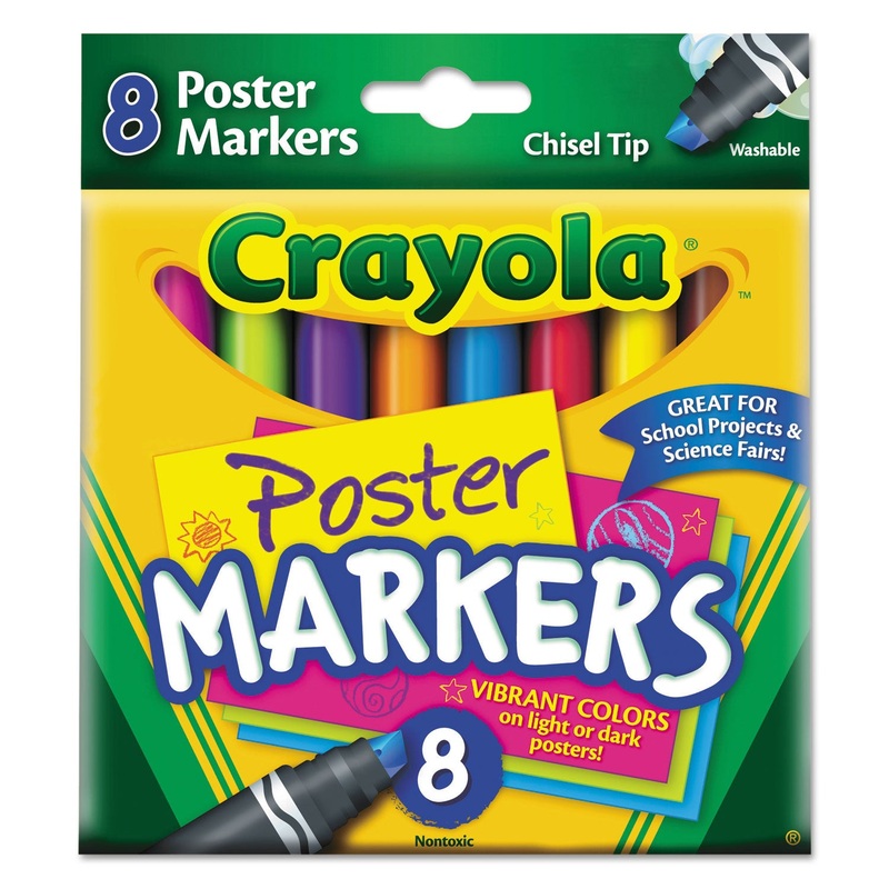 WASHABLE POSTER MARKERS, BROAD CHISEL TIP, ASSORTED COLORS,