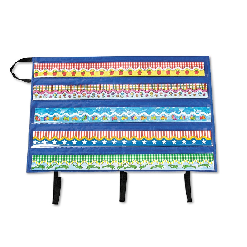 Border Storage Pocket Chart, Blue/clear, 41″ X 24 1/2″