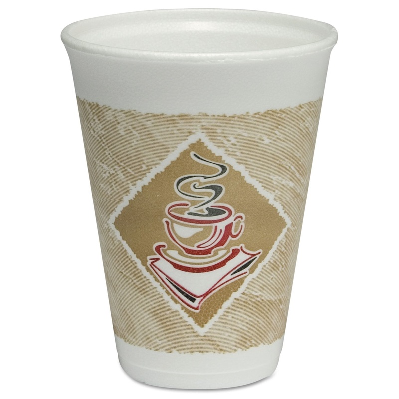 Cafe G Hot/cold Cups, Foam, 12oz, White W/brown & Red, 20/bag, 50 Bags/carton