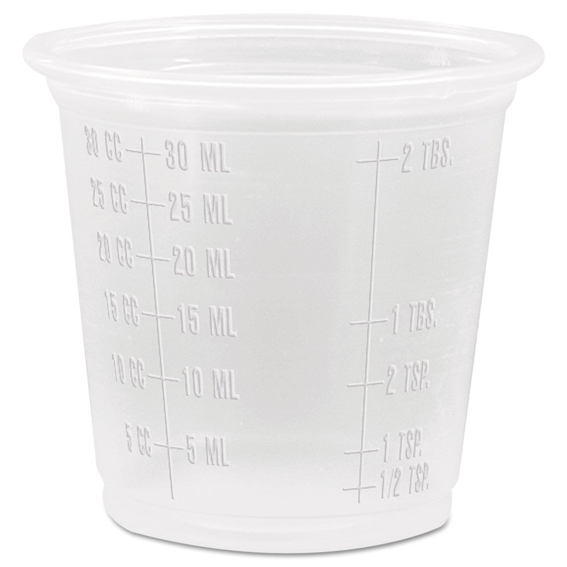 Conex Complements Graduated Plastic Portion Cups, 1.25oz, Translucent, 2500/ct