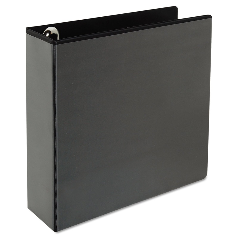 DELUXE EASY-TO-OPEN ROUND-RING VIEW BINDER, 3 RINGS, 3″ CAPACITY, 11 X 8.5, BLACK