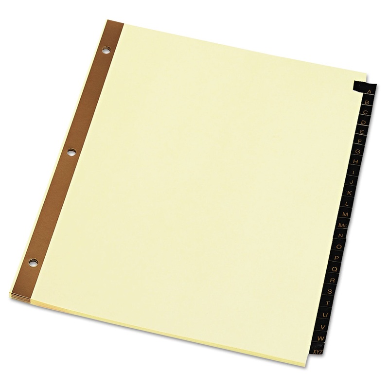 DELUXE PREPRINTED SIMULATED LEATHER TAB DIVIDERS WITH GOLD PRINTING, 25-TAB, A TO Z, 11 X 8.5, BUFF, 1 SET
