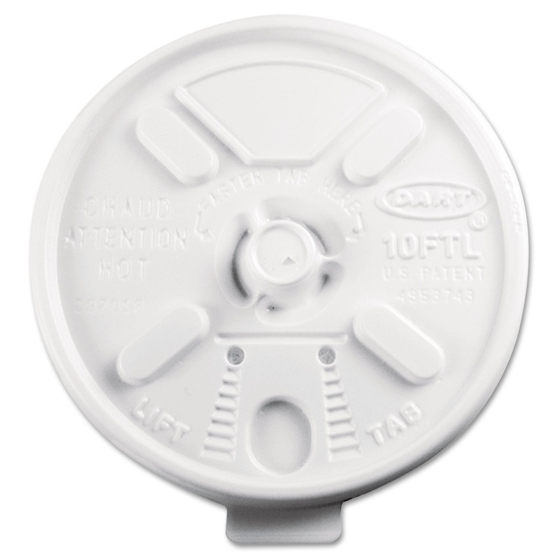 Lift N’ Lock Plastic Hot Cup Lids, Fits 10oz Cups, White, 1000/carton