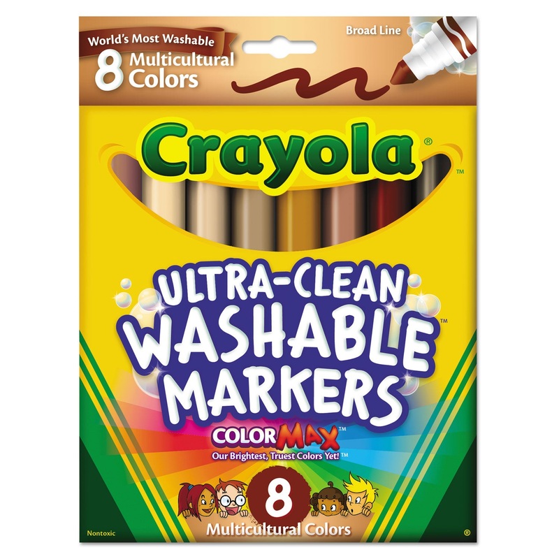 MULTICULTURAL COLORS WASHABLE MARKER, BROAD BULLET TIP, ASSORTED COLORS, 8/PACK