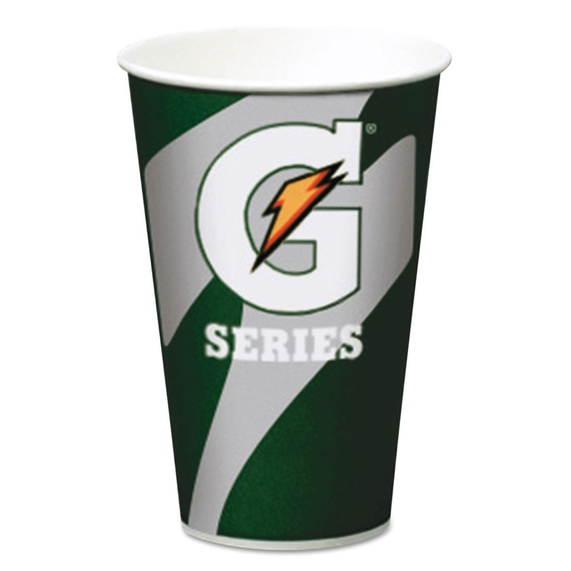 Paper Cups With Logo, 12 Oz, White/green/orange, 2000/carton