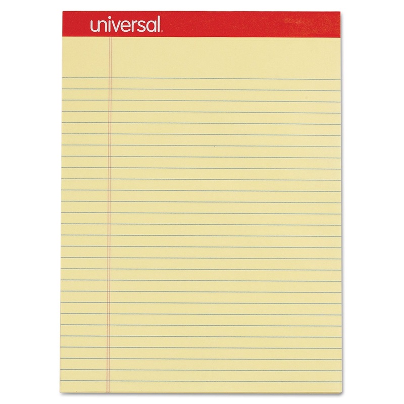 PERFORATED WRITING PADS, WIDE/LEGAL RULE, 8.5 X 11.75, CANARY, 50 SHEETS, DOZEN