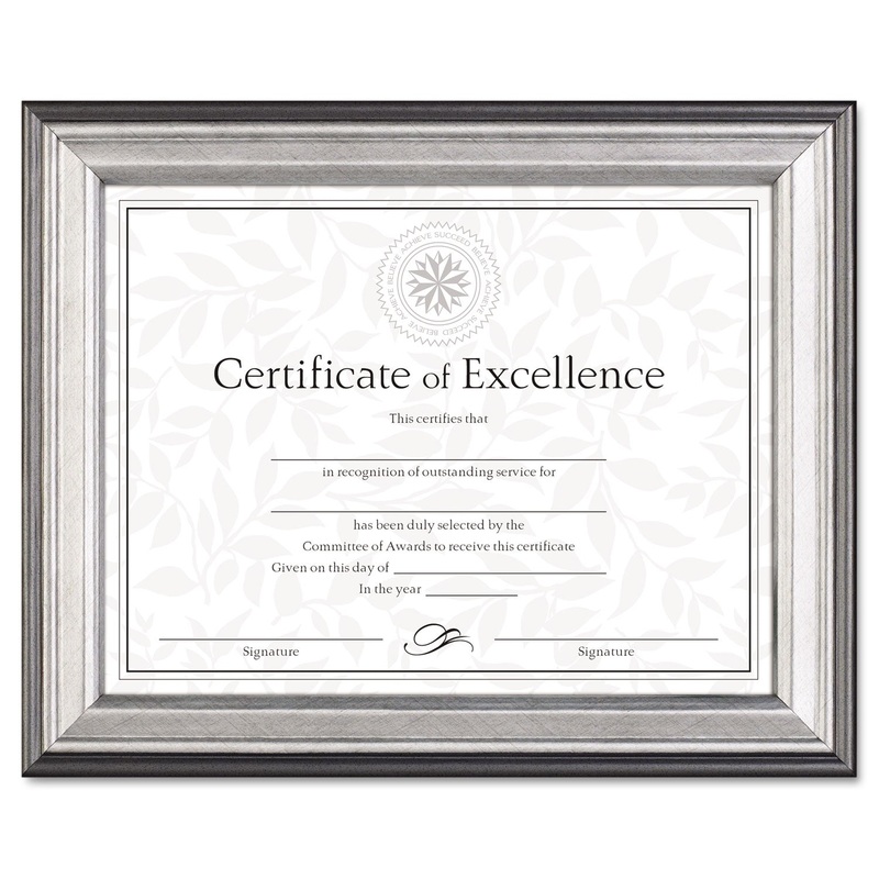 Photo Frame, Easel Back, Desk/wall, Plastic, 8 1/2 X 11, Charcoal/nickel-Tone