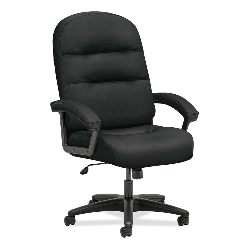 PILLOW-SOFT 2090 SERIES EXECUTIVE HIGH-BACK SWIVEL/TILT CHAIR, SUPPORTS UP TO 300 LBS., BLACK SEAT/BLACK BACK, BLACK BASE