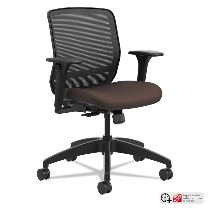 QUOTIENT SERIES MESH MID-BACK TASK CHAIR, SUPPORTS UP TO 300 LBS., ESPRESSO SEAT/BLACK BACK, BLACK BASE