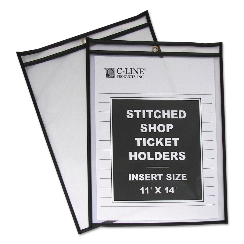 SHOP TICKET HOLDERS, STITCHED, BOTH SIDES CLEAR, 75 SHEETS, 11 X 14, 25/BOX
