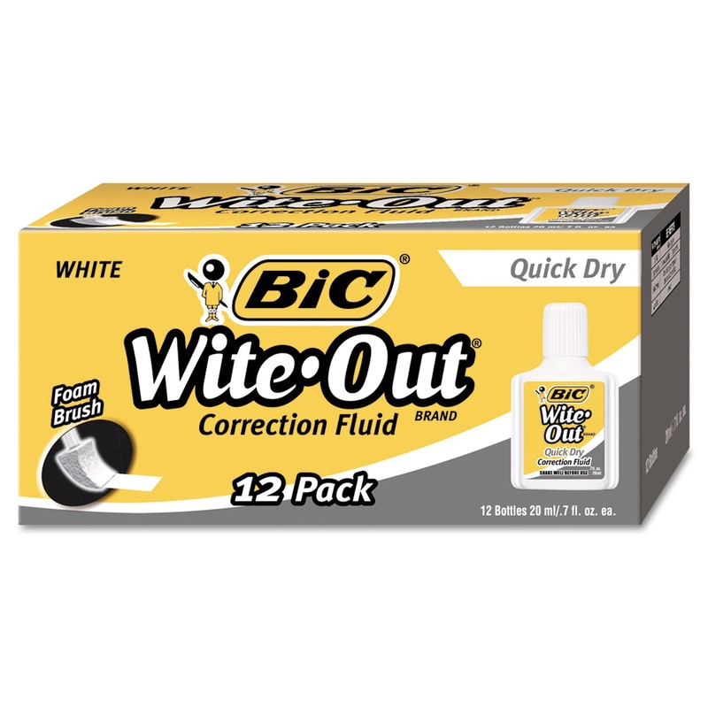 Wite-Out Quick Dry Correction Fluid, 20 Ml Bottle, White, 1/dozen