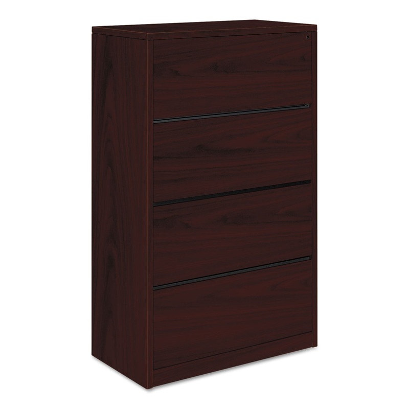 10500 SERIES FOUR-DRAWER LATERAL FILE, 36W X 20D X 59.13H, MAHOGANY