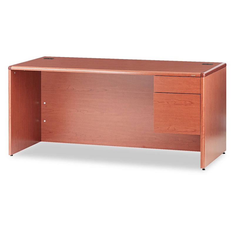 10700 SERIES “L” DESK, 3/4 HEIGHT RIGHT PEDESTAL, 66W X 30D X 29.5H, BOURBON CHERRY