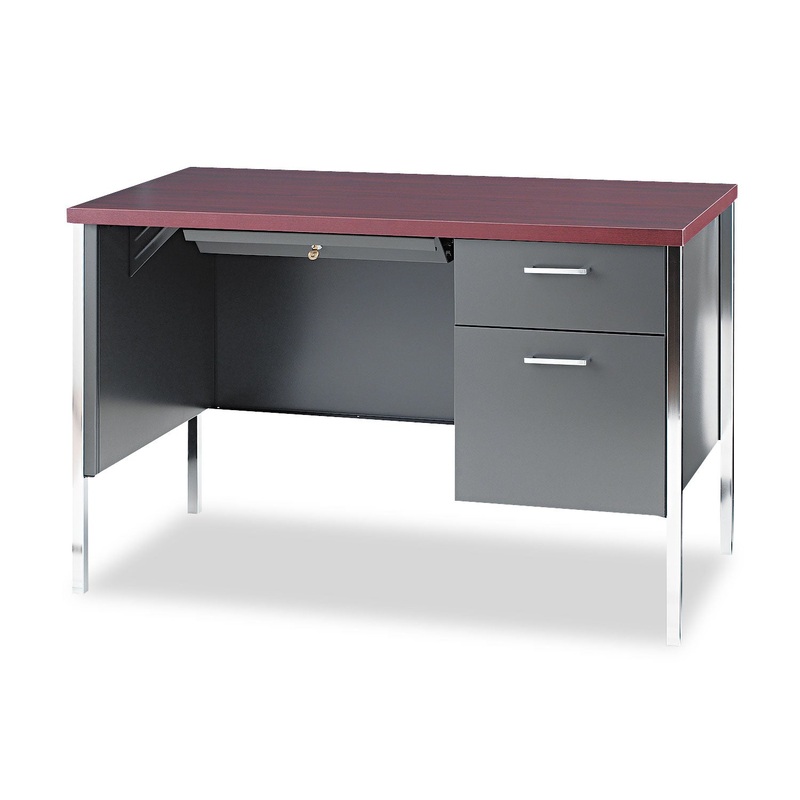 34000 SERIES RIGHT PEDESTAL DESK, 45.25W X 24D X 29.5H, MAHOGANY/CHARCOAL
