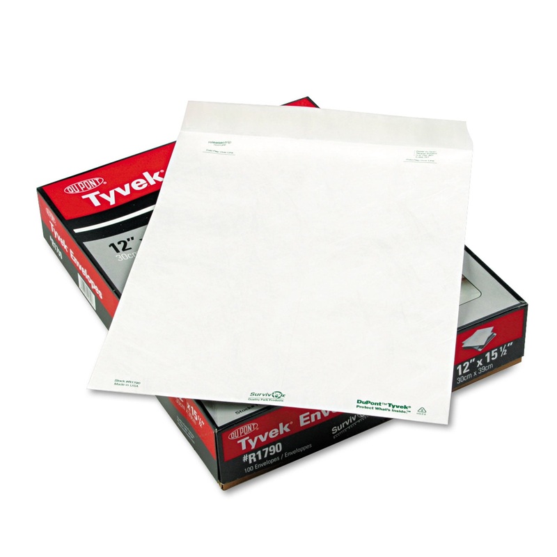 CATALOG MAILERS, DUPONT TYVEK, #15 1/2, CHEESE BLADE FLAP, SELF-ADHESIVE CLOSURE, 12 X 16, WHITE, 100/BOX