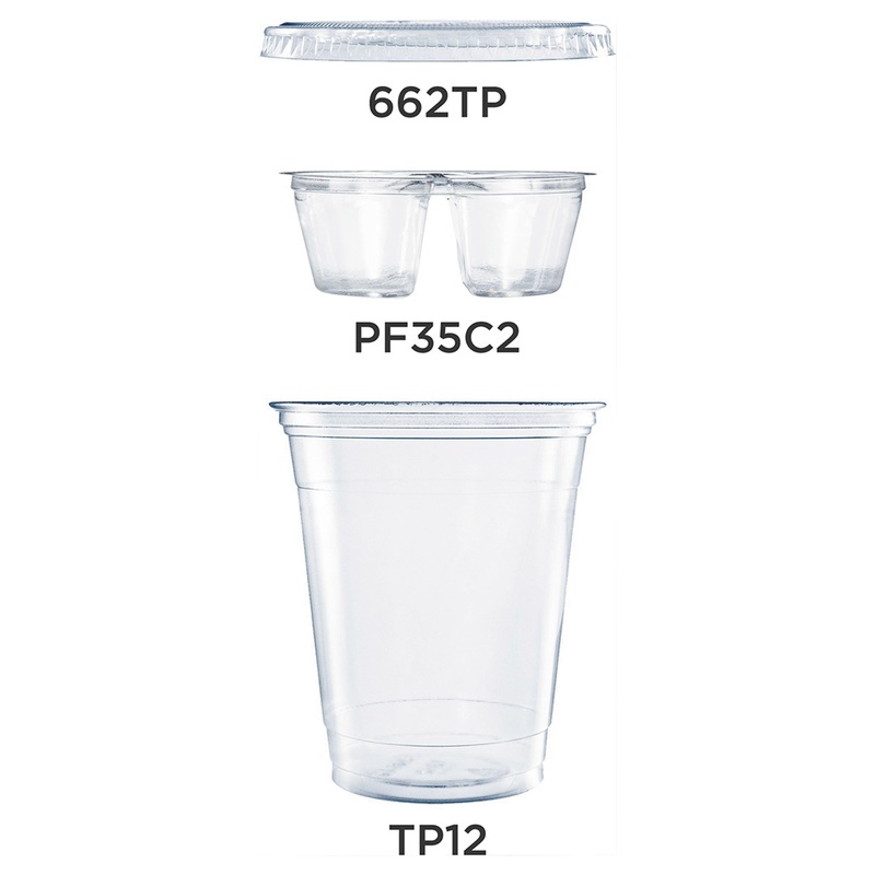 Clear Pet Cups With Two Compartment Insert, 12 Oz, Clear, 500/carton