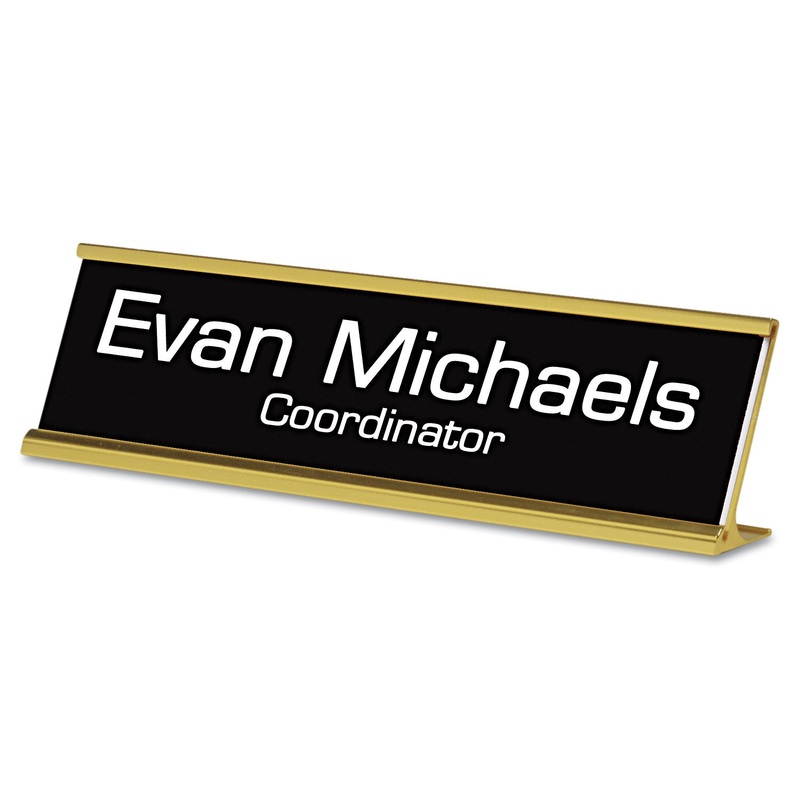 Custom Desk/counter Sign, 2×8, Gold Frame