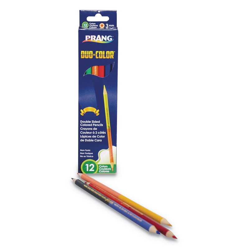 DUO-COLOR COLORED PENCIL SETS, 3 MM, ASSORTED LEAD/BARREL COLORS, 6/PACK