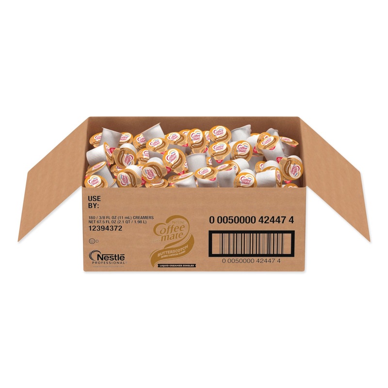 LIQUID COFFEE CREAMER, BUTTERSCOTCH, 0.38 OZ MINI CUPS, 180/CARTON