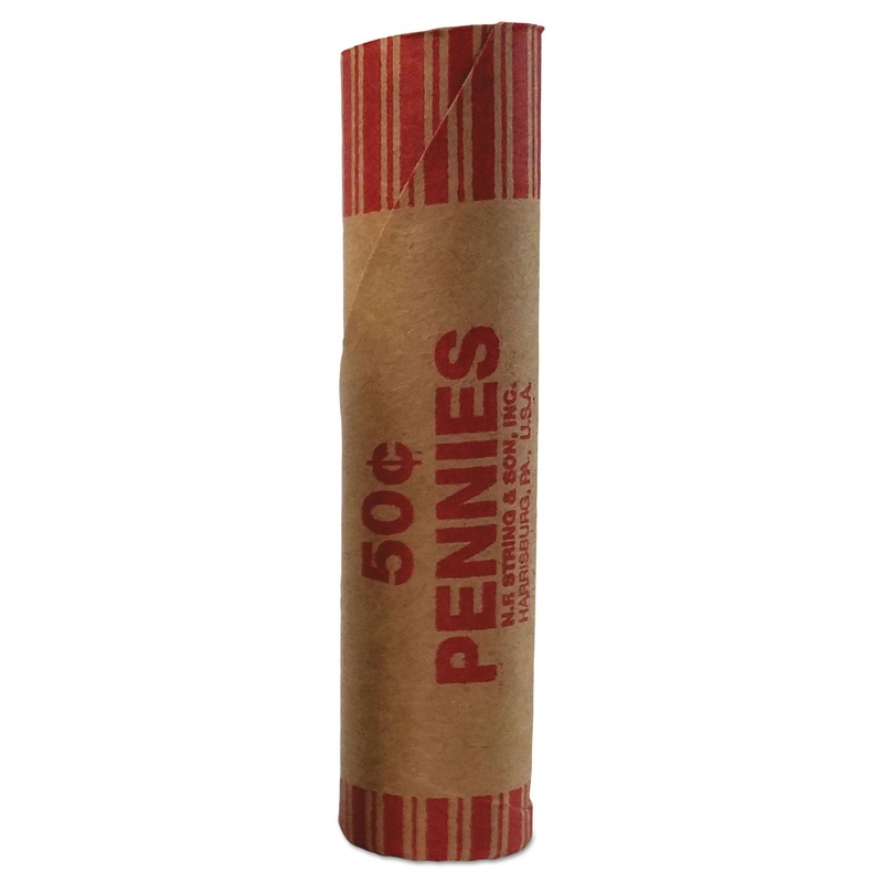 Preformed Tubular Coin Wrappers, Pennies, $.50, 1000 Wrappers/carton