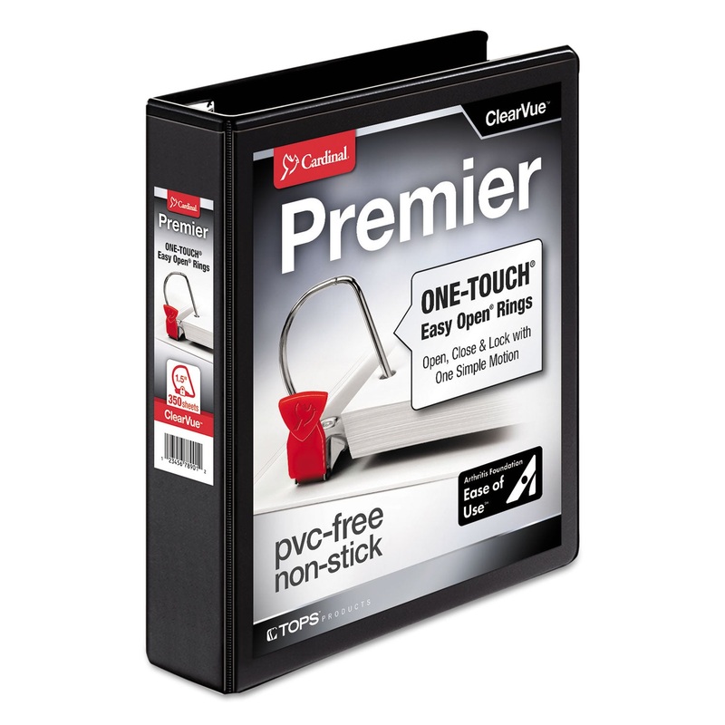 PREMIER EASY OPEN CLEARVUE LOCKING SLANT-D RING BINDER, 3 RINGS, 1.5″ CAPACITY, 11 X 8.5, BLACK