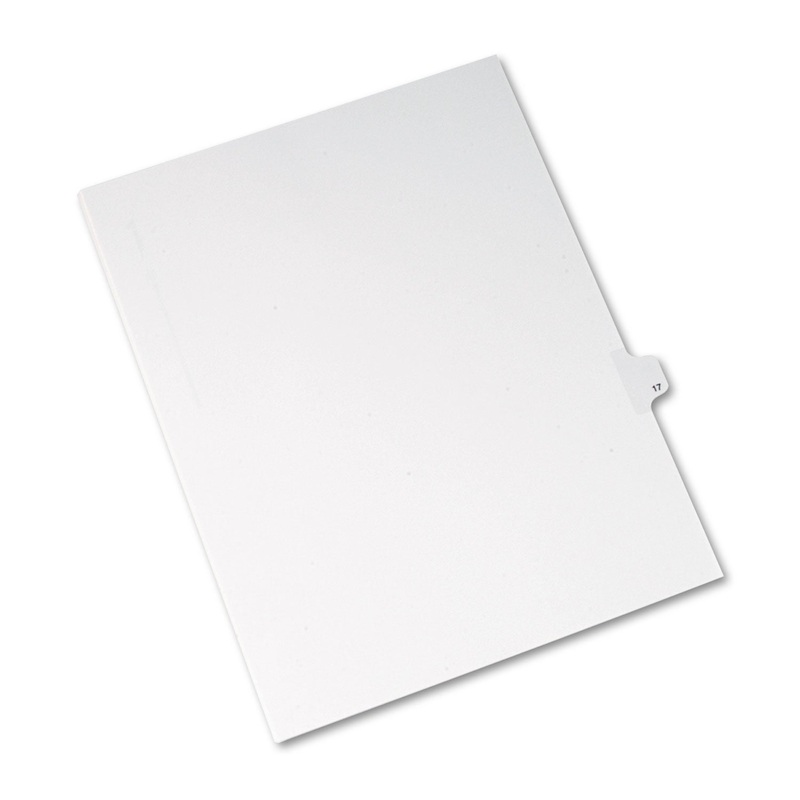 PREPRINTED LEGAL EXHIBIT SIDE TAB INDEX DIVIDERS, ALLSTATE STYLE, 10-TAB, 17, 11 X 8.5, WHITE, 25/PACK