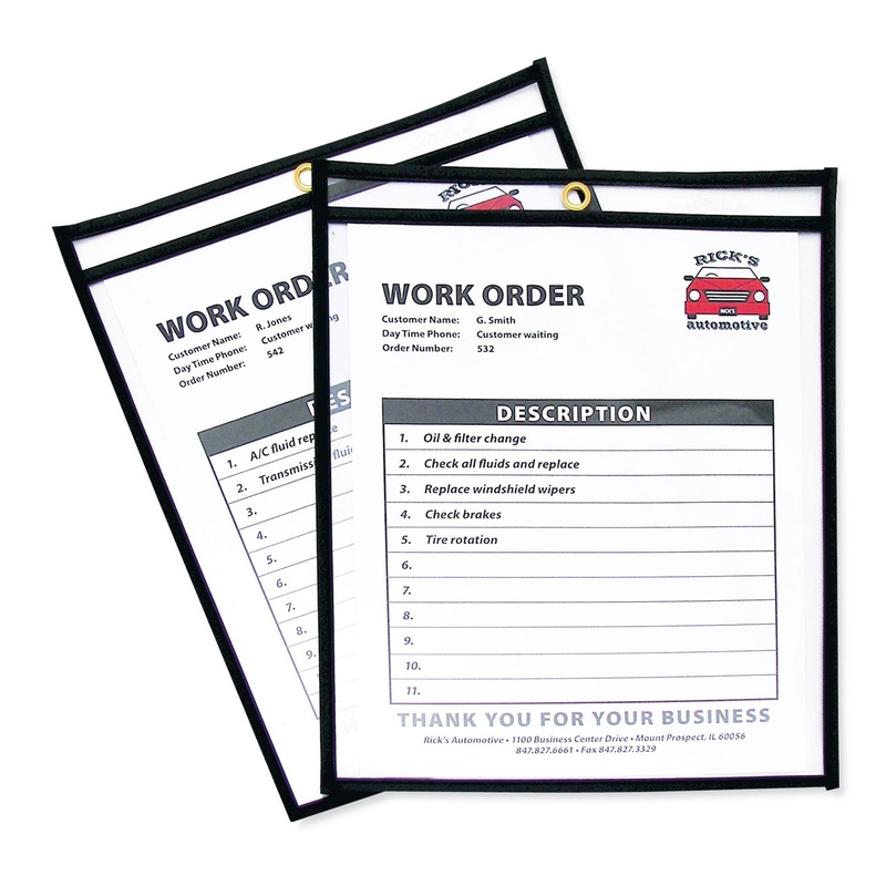 SHOP TICKET HOLDERS, STITCHED, BOTH SIDES CLEAR, 50 SHEETS, 8 1/2 X 11, 25/BOX