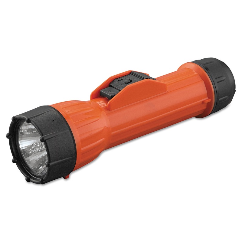 WORKSAFE WATERPROOF FLASHLIGHT, 2 D BATTERIES, ORANGE/BLACK