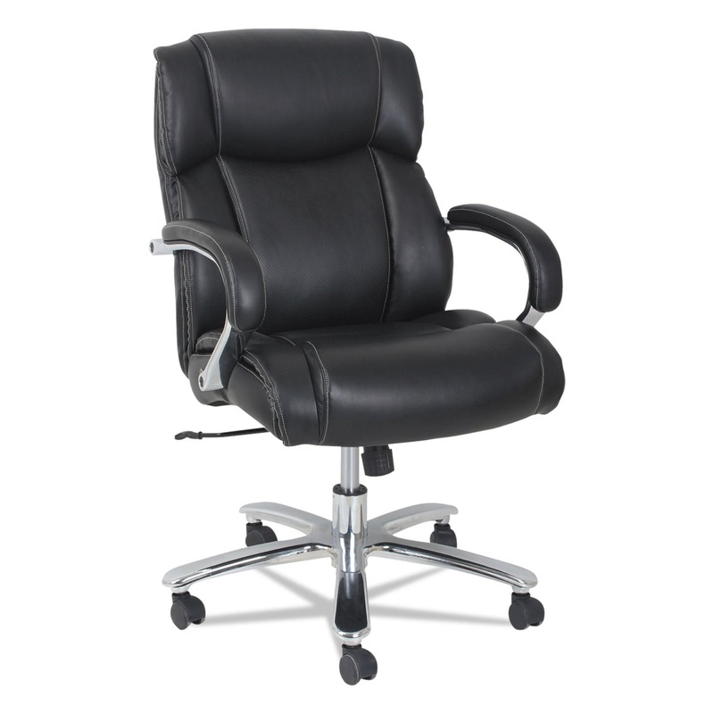ALERA MAXXIS SERIES BIG AND TALL LEATHER CHAIR, SUPPORTS UP TO 450 LBS., BLACK SEAT/BLACK BACK, CHROME BASE