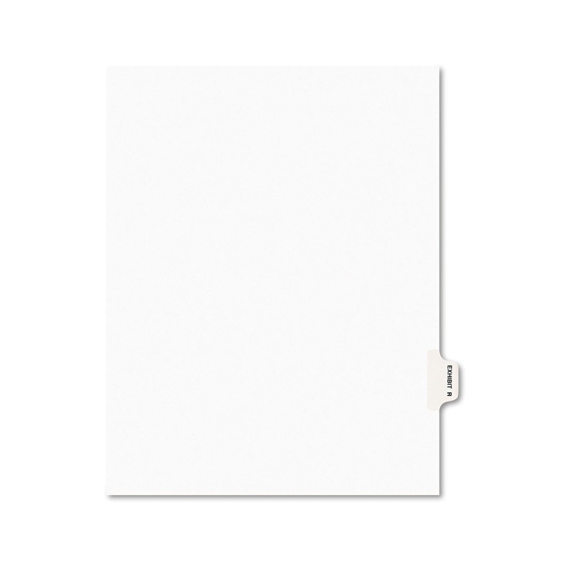 Avery-Style Preprinted Legal Side Tab Divider, Exhibit R, Letter, White, 25/pack