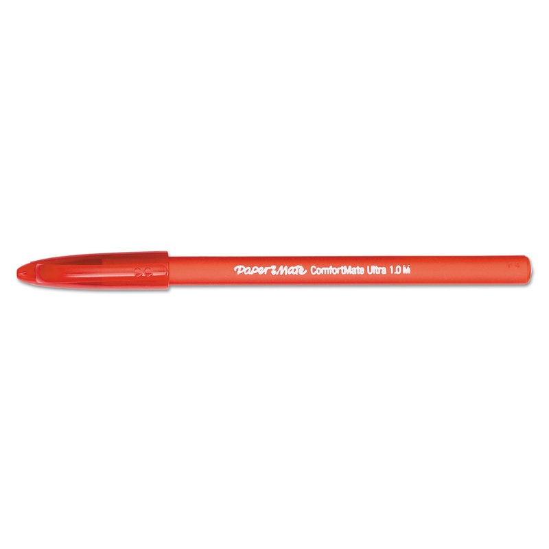 COMFORTMATE ULTRA STICK BALLPOINT PEN, MEDIUM 1MM, RED INK/BARREL, DOZEN