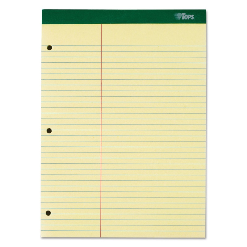 DOUBLE DOCKET RULED PADS, PITMAN RULE, 8.5 X 11.75, CANARY, 100 SHEETS