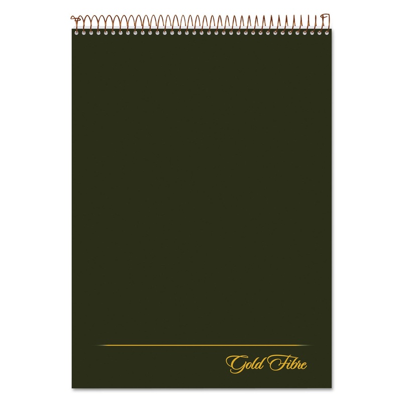 GOLD FIBRE WIREBOUND WRITING PAD W/ COVER, 1 SUBJECT, PROJECT NOTES, GREEN COVER, 8.5 X 11.75, 70 SHEETS