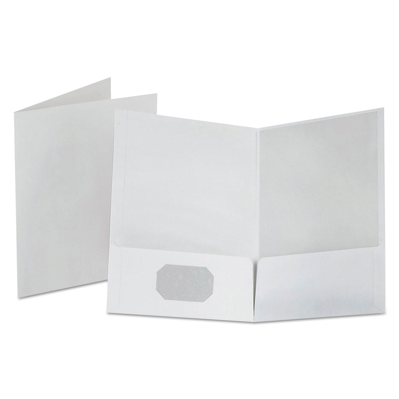 Linen Finish Twin Pocket Folders, Letter, White, 25/box
