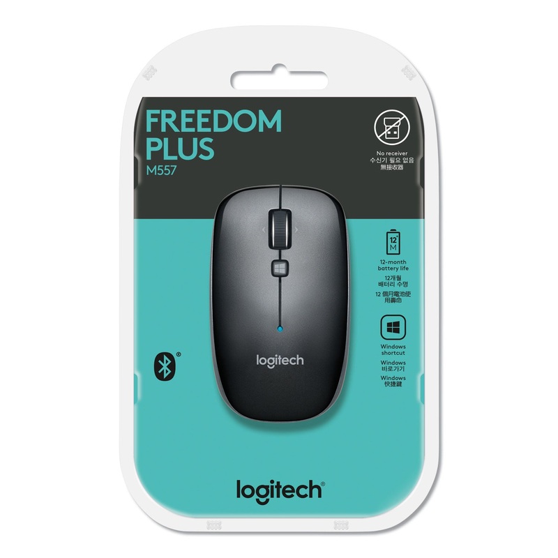 M557 BLUETOOTH MOUSE, 2.4 GHZ FREQUENCY/33 FT WIRELESS RANGE, LEFT/RIGHT HAND USE, DARK GRAY
