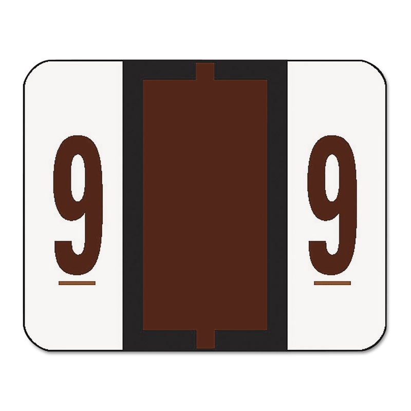 NUMERICAL END TAB FILE FOLDER LABELS, 9, 1 X 1.25, WHITE, 500/ROLL