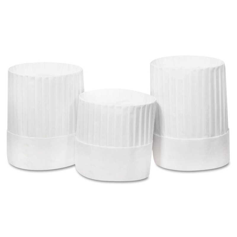 Pleated Chef’s Hats, Paper, White, Adjustable, 10 In. Tall, One Size, 24/carton
