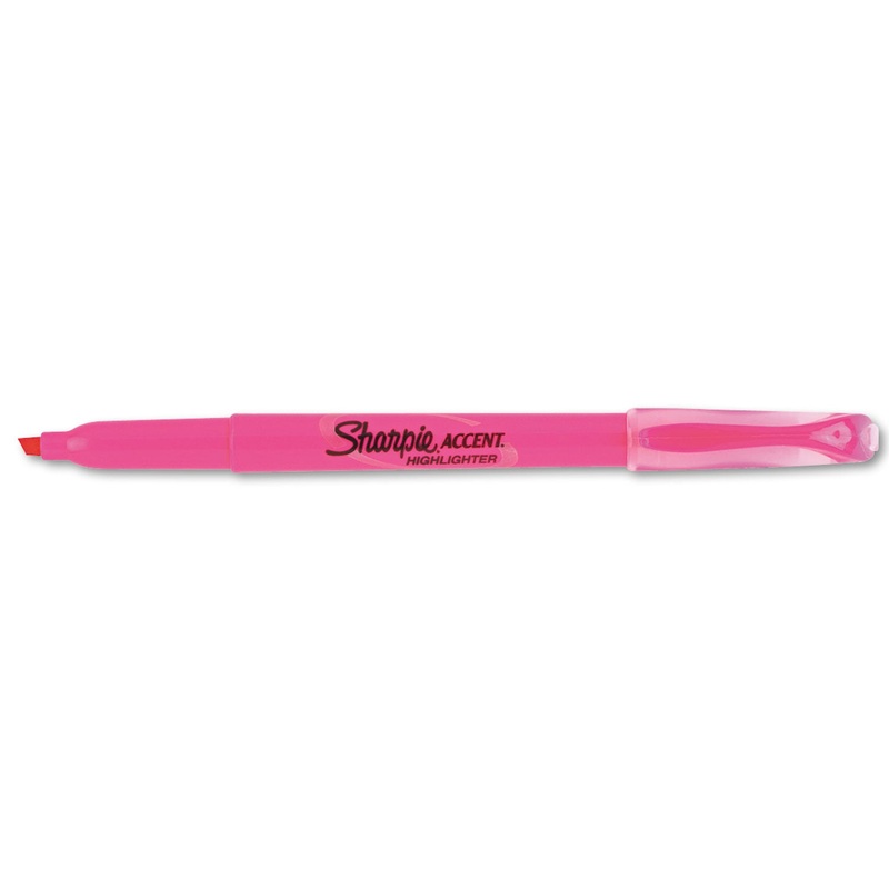 POCKET STYLE HIGHLIGHTERS, CHISEL TIP, FLUORESCENT PINK, DOZEN