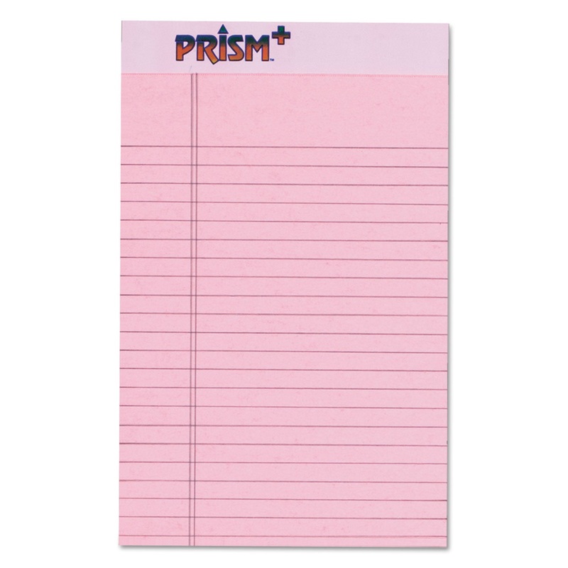 PRISM + WRITING PADS, NARROW RULE, 5 X 8, PASTEL PINK, 50 SHEETS, 12/PACK