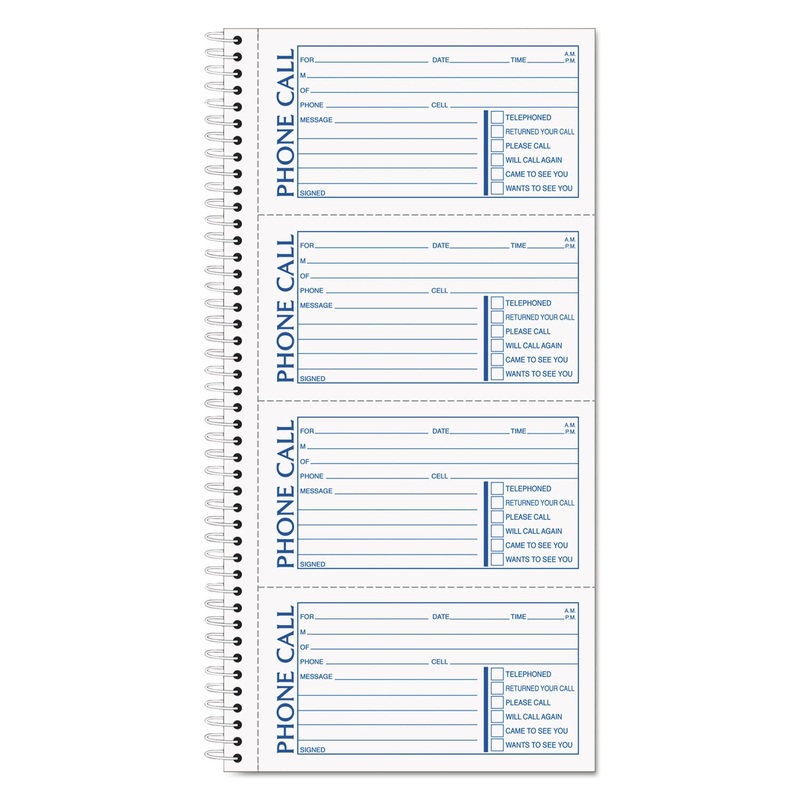 Second Nature Phone Call Book, 2 3/4 X 5, Two-Part Carbonless, 400 Forms