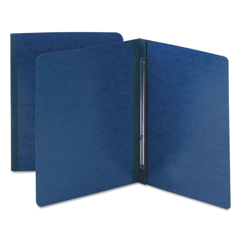 SIDE OPENING PRESS GUARD REPORT COVER, PRONG FASTENER, LETTER, DARK BLUE