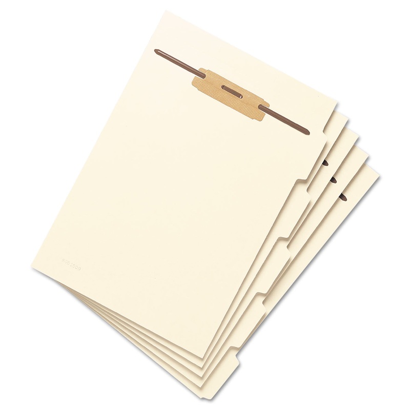 STACKABLE FOLDER DIVIDERS W/ FASTENERS, 1/5-CUT TOP TAB, LETTER SIZE, MANILA, 50/PACK