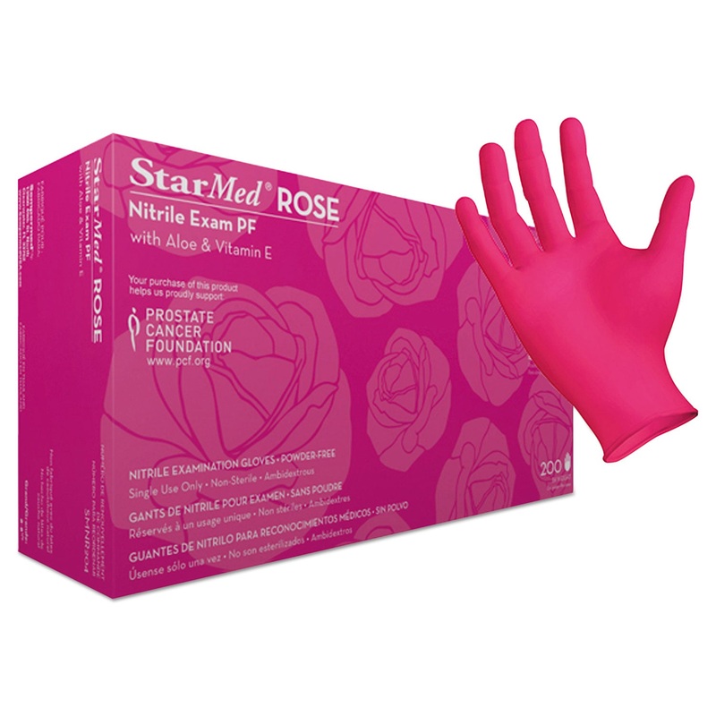 Starmed Rose Gloves, Cheery Rose, X-Small, 1000/carton