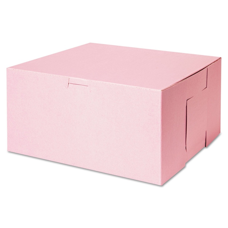 Tuck-Top Bakery Boxes, 10w X 10d X 5h, Pink, 100/carton
