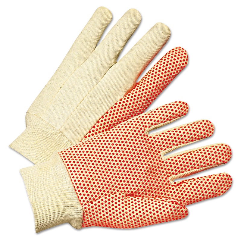 1000 Series Pvc Dotted Canvas Gloves, Orange/black, Large, 12 Pairs