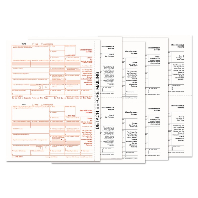 1099-Misc Tax Forms, 5-Part, 5 1/2 X 8, Inkjet/laser, 50 1099s & 1 1096