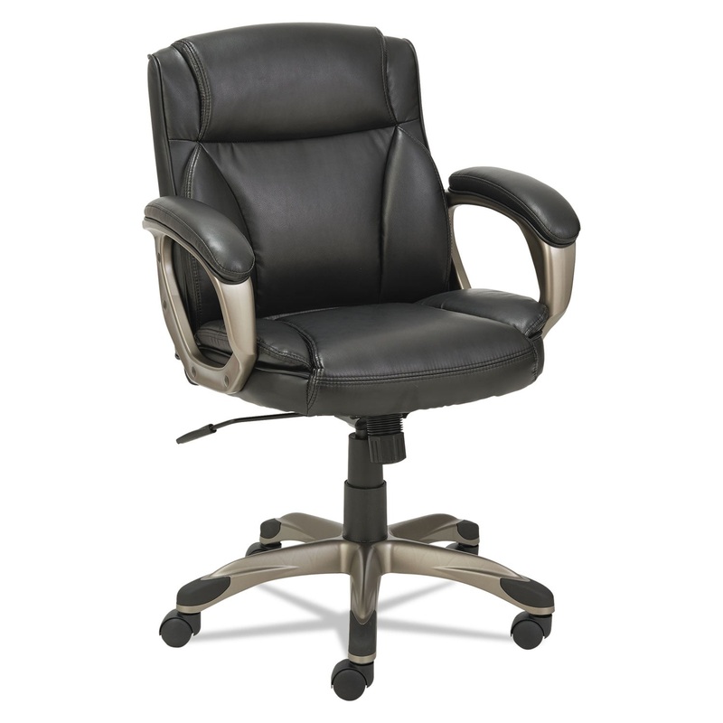 ALERA VEON SERIES LOW-BACK LEATHER TASK CHAIR, SUPPORTS UP TO 275 LBS., BLACK SEAT/BLACK BACK, GRAPHITE BASE